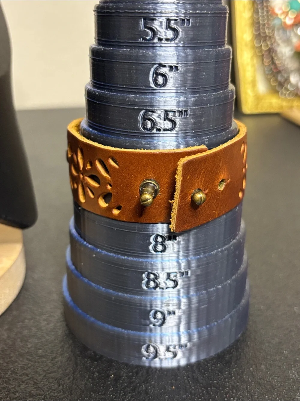 Leather Bracelet with Inspirational Brass Plate - Brown